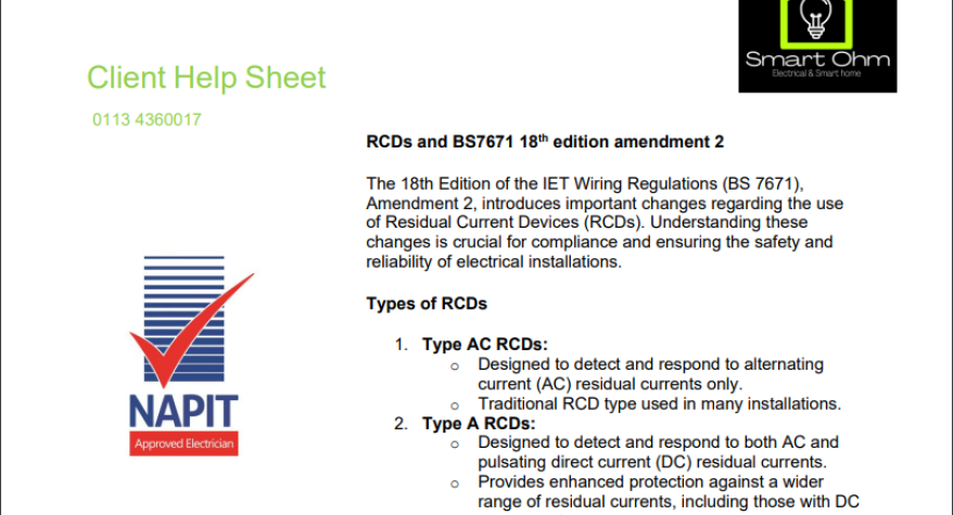 RCD Helpsheet - SmartOhm Leeds